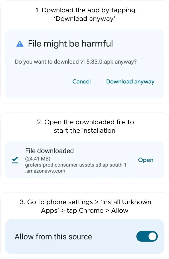 Application installation steps